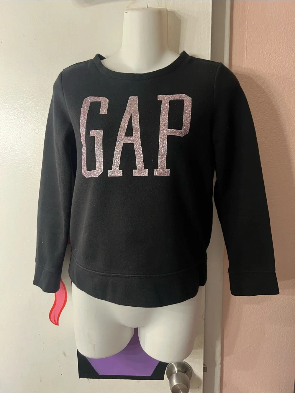 GAP Black Sweatshirt with Pink Glitter Logo